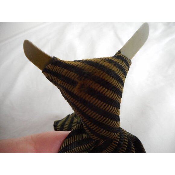 Vintage 70s Green Black Striped clip on Tie necktie - Estate Find - Picture 4 of 5